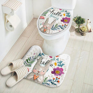 New Cute Cartoon Rabbit Bathroom Set Carpet