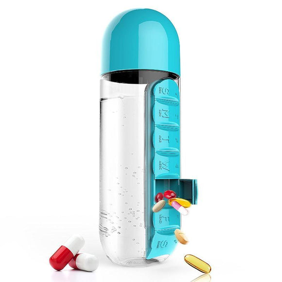 Water Bottle Daily Pill Box